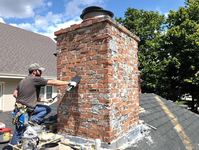 Completed chimney rebuild by Garden City Chimney Sweep in Garden City, GA
