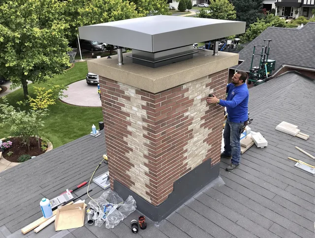 Garden City Chimney Sweep team working on a custom chimney remodel in Garden City, GA