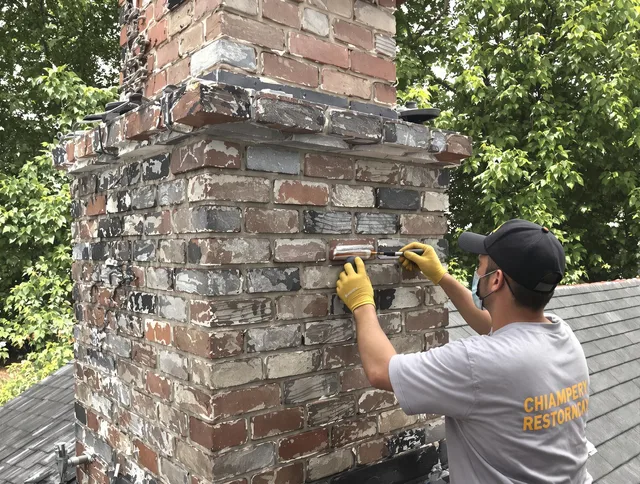 In-progress chimney restoration by Garden City Chimney Sweep in Garden City, GA