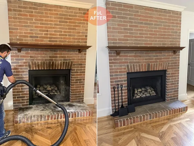 Garden City Chimney Sweep carefully sanitizing a fireplace in Garden City, GA