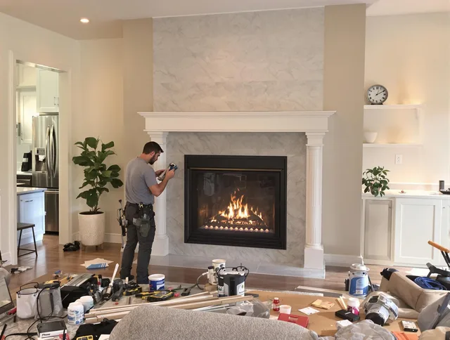 Newly installed fireplace by Garden City Chimney Sweep in Garden City, GA